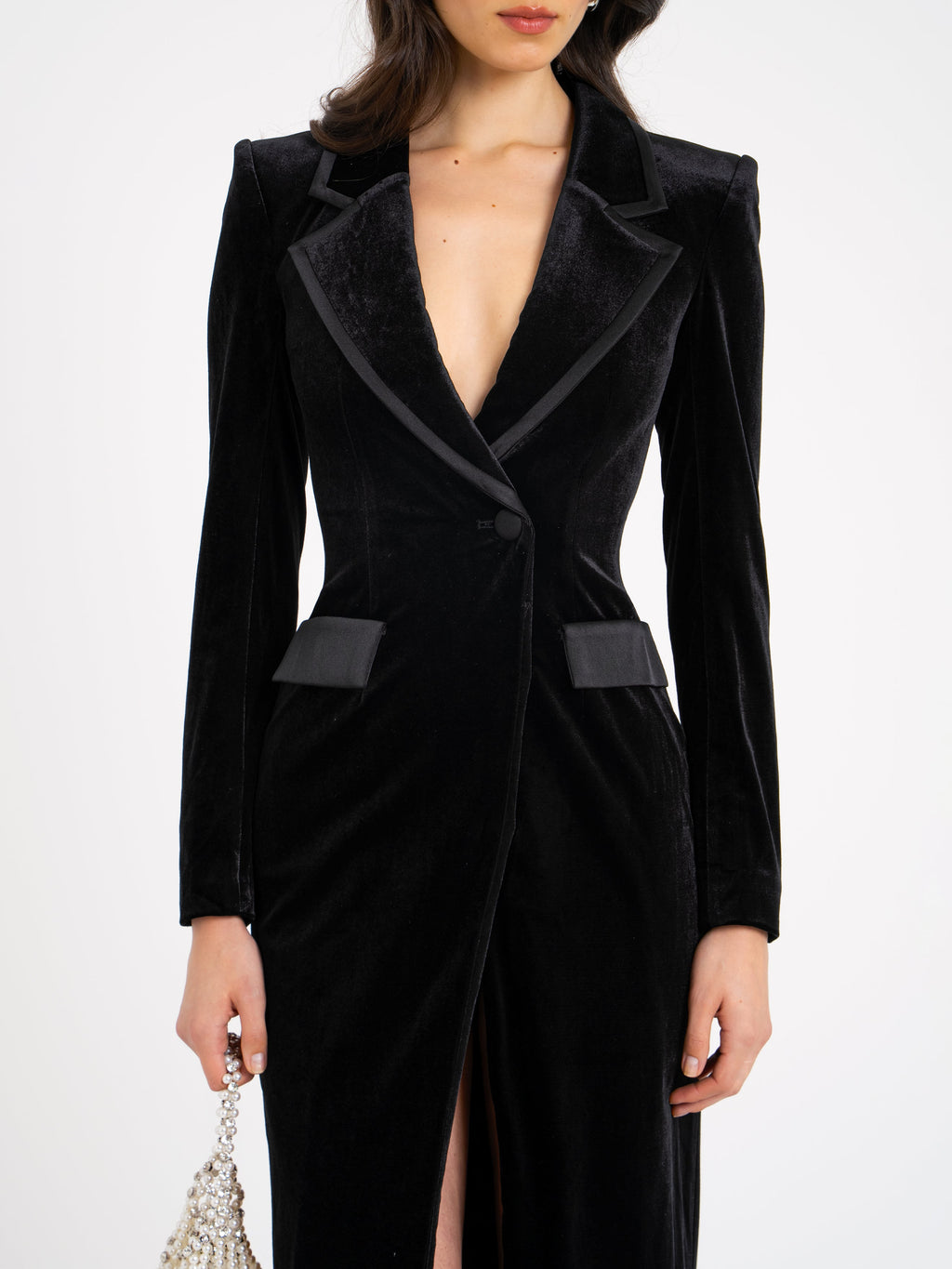 Willow Velvet High Slit Blazer Gown - HOUSE OF SHE