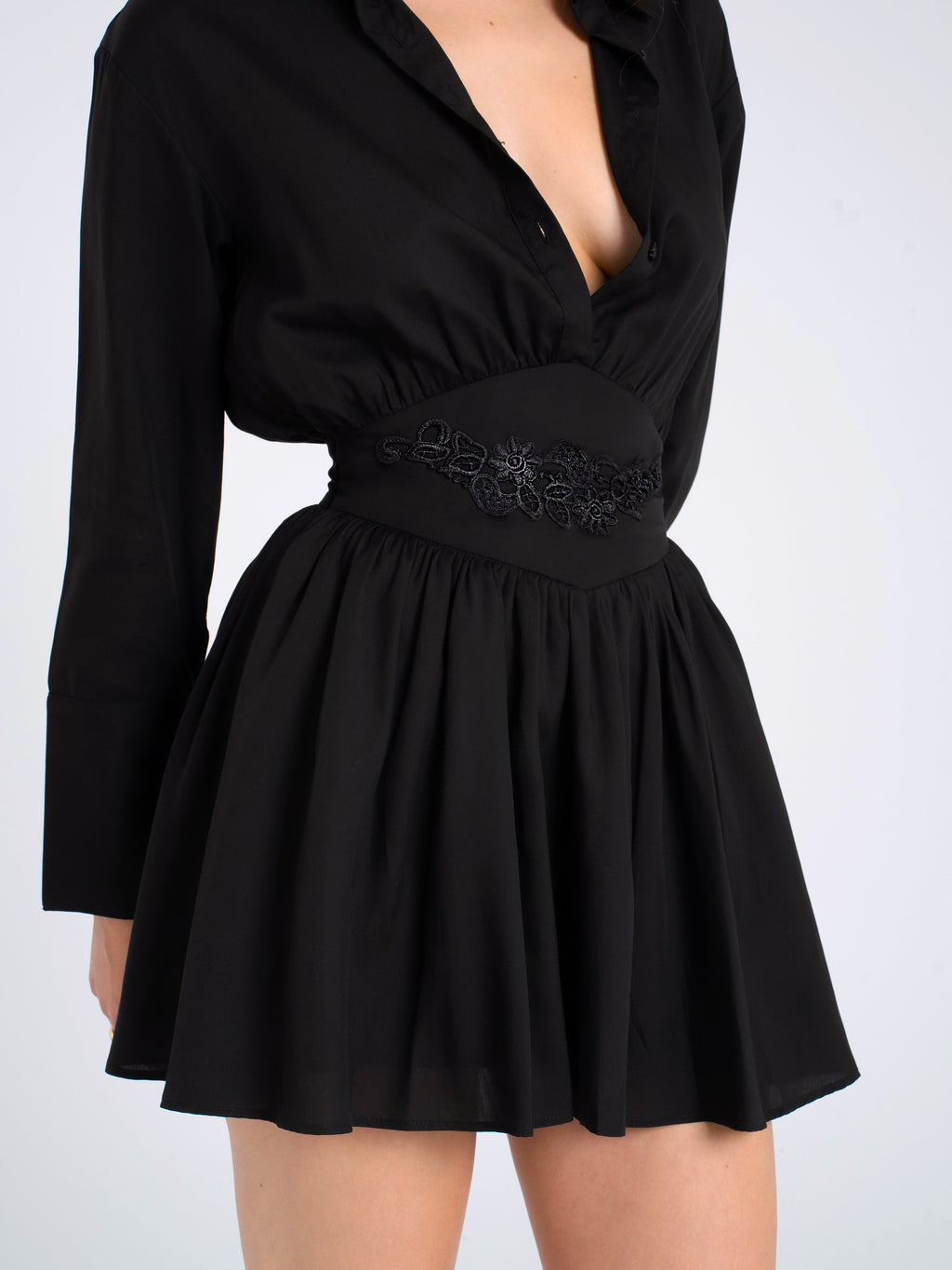 Jamila Black Shirt Mini Dress - HOUSE OF SHE