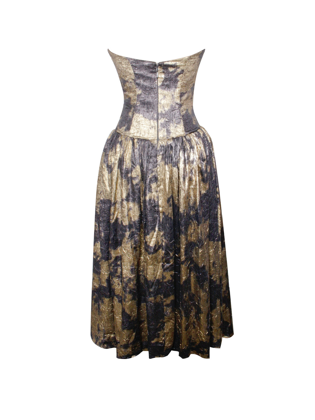 Saanvi Gold Tie Dye Bronzing Strapless Drop Waist Midi Dress  HOUSE OF SHE