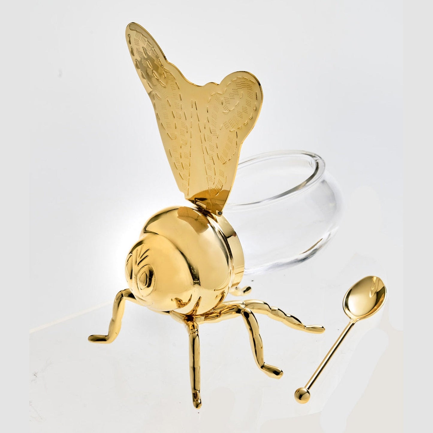 Bee Gold Honey Jar with Spoon