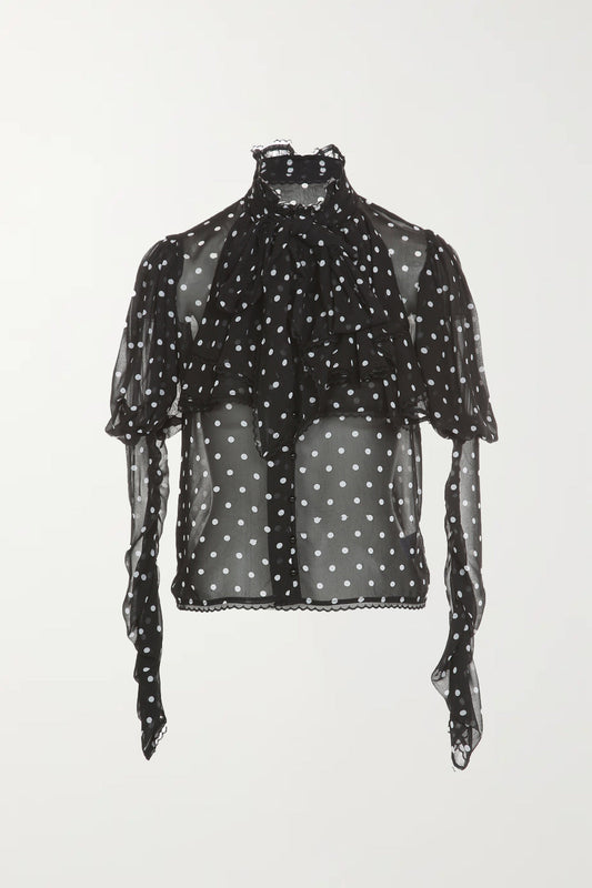 Polka Dot High Neck Blouse