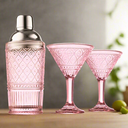 Claro Pink Cocktail Shaker & Martini Set