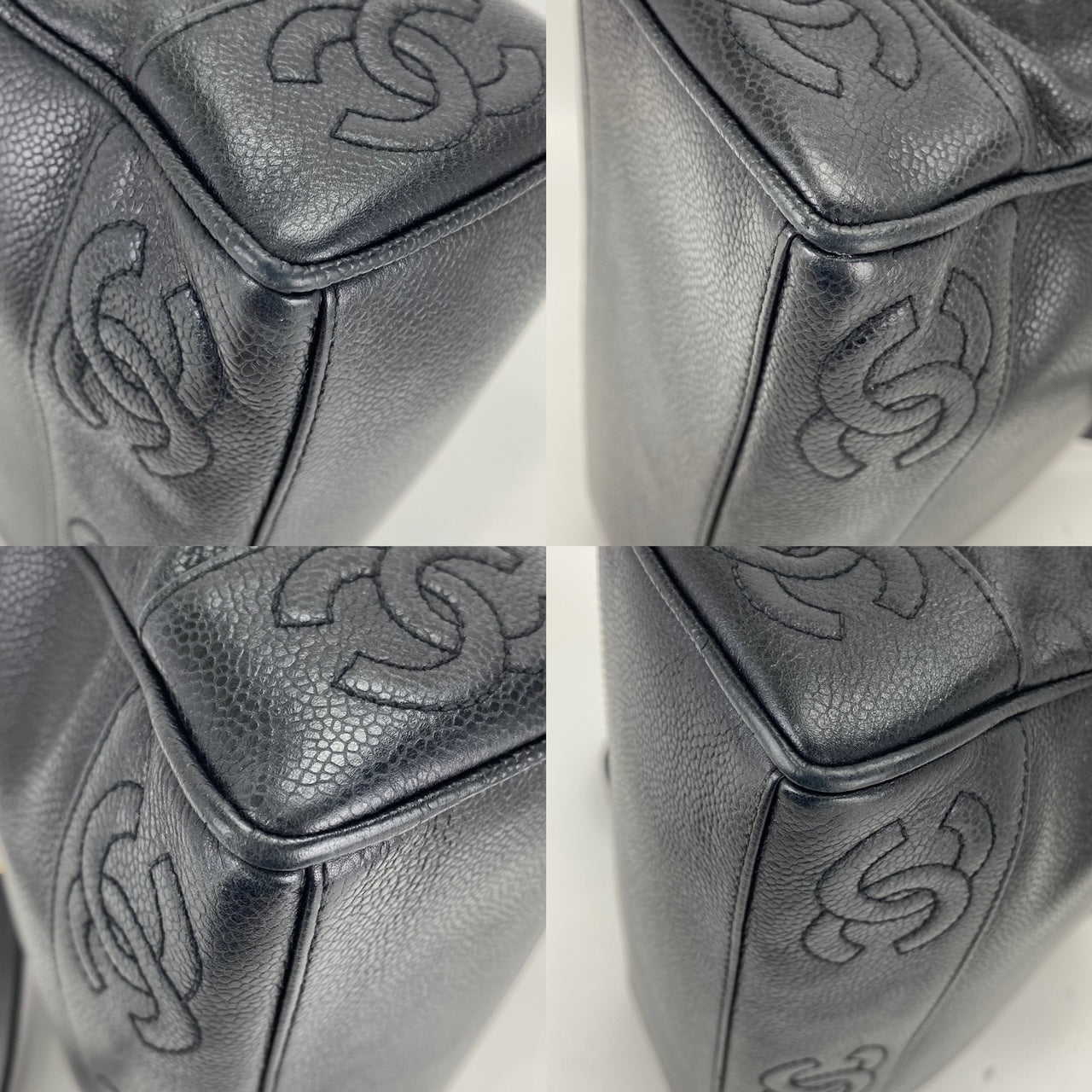 CHANEL Vintage Black Caviar Leather CC Zip Tote Shoulder Bag w/added insert  Pre owned - HOUSE OF SHE
