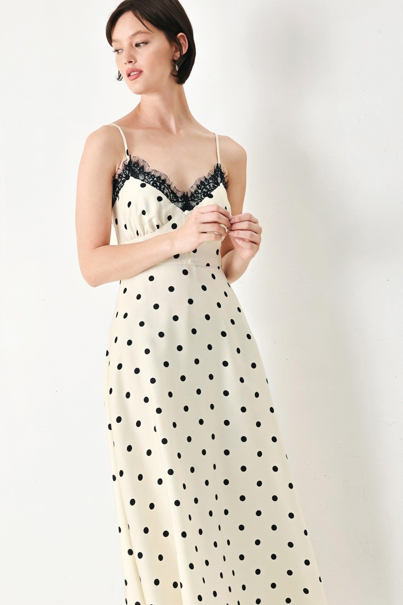 DOTTY SWEETHEART WOVEN MIDI DRESS