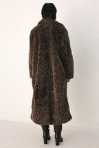 Cozy in the City Brown Belted Faux Fur Midi Coat