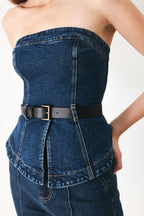 Skyline Flare Denim Tube Top