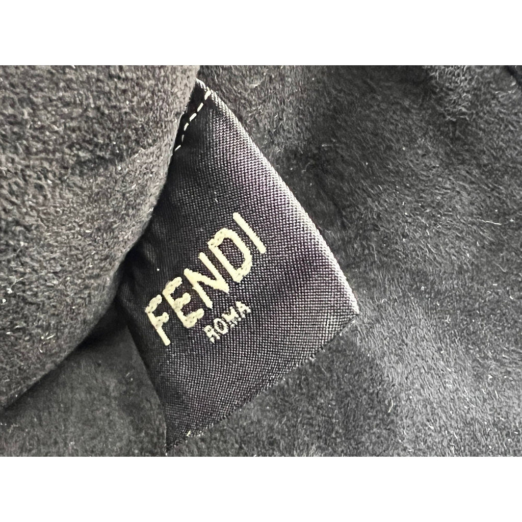 Fendi Peekaboo I see u Medium Printed Velvet Black Blue Satchel Shoulder Bag - HOUSE OF SHE