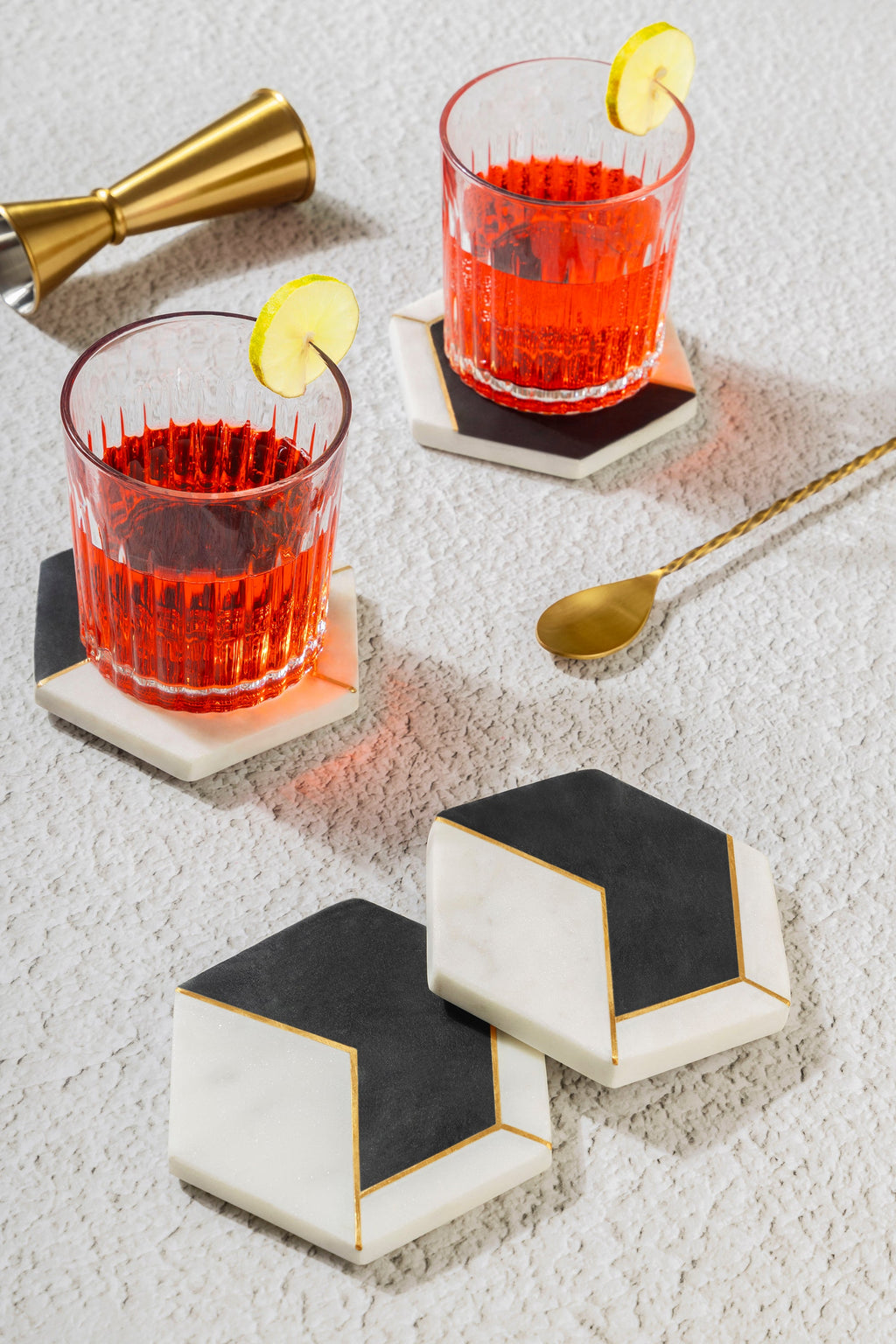 Dakota White Marble Coasters, Set of 4  HOUSE OF SHE