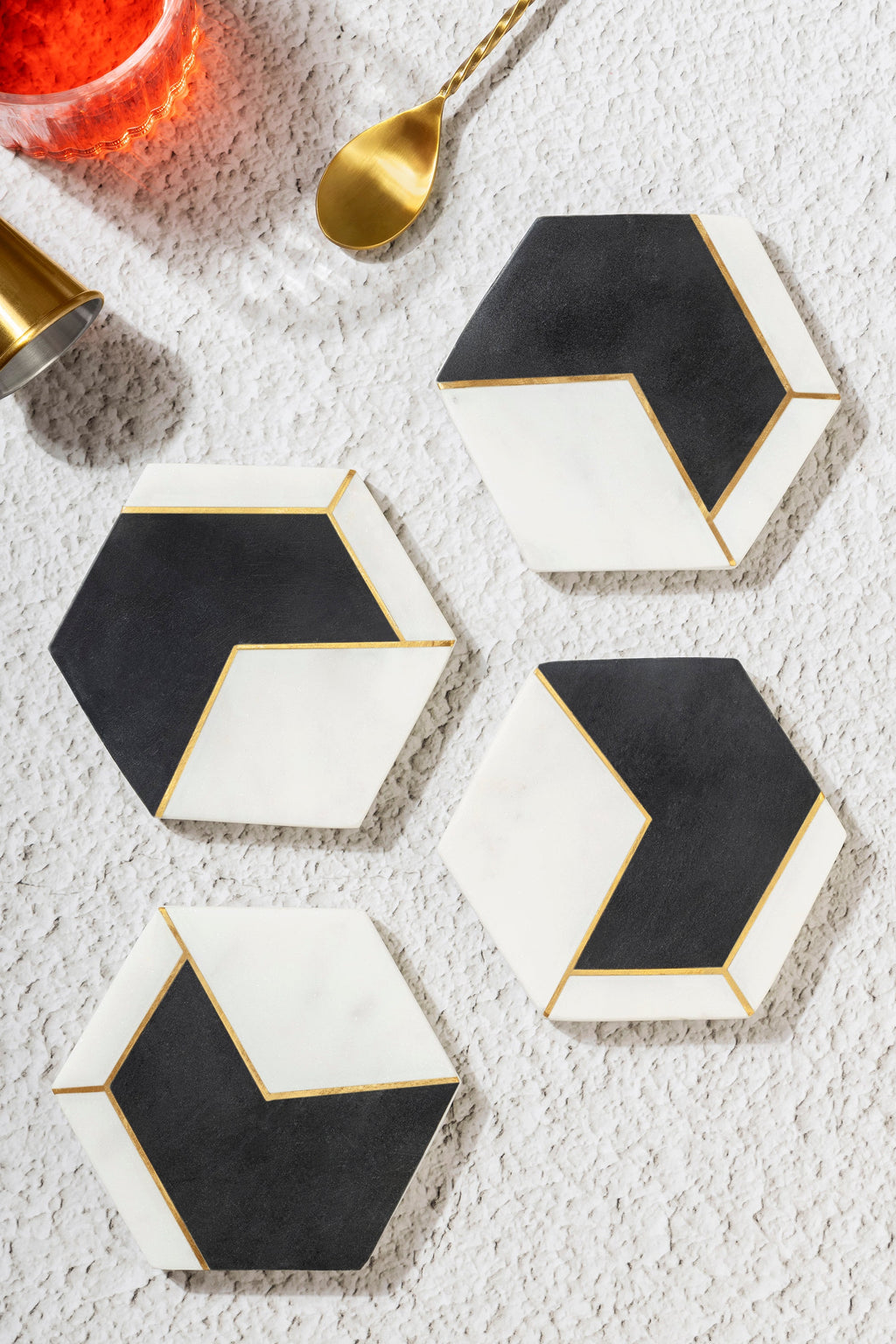 Dakota White Marble Coasters, Set of 4  HOUSE OF SHE