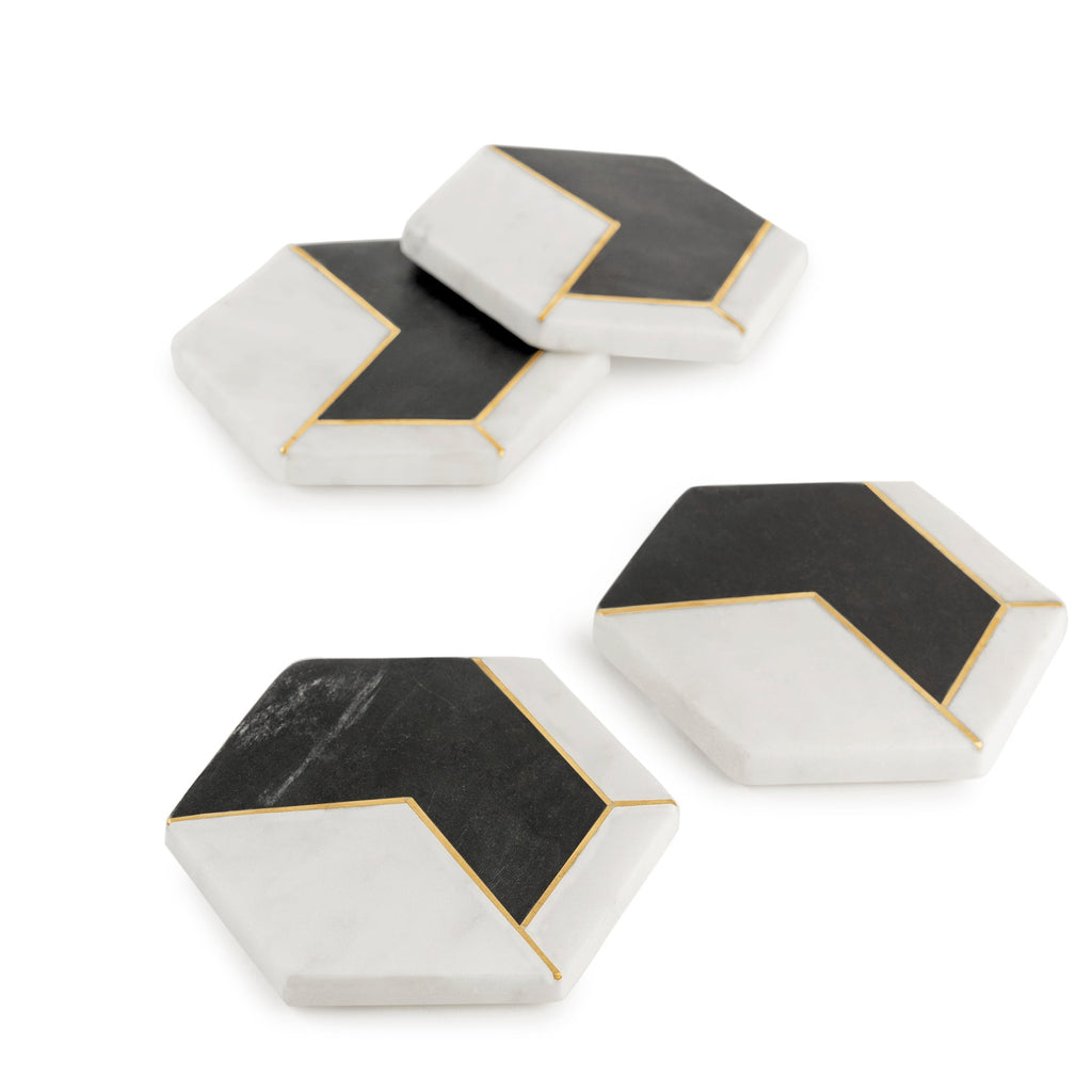 Dakota White Marble Coasters, Set of 4  HOUSE OF SHE