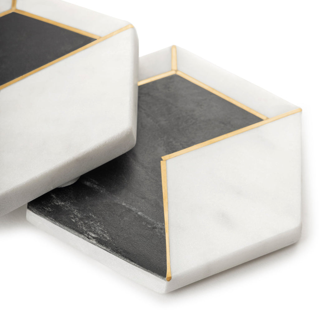 Dakota White Marble Coasters, Set of 4  HOUSE OF SHE