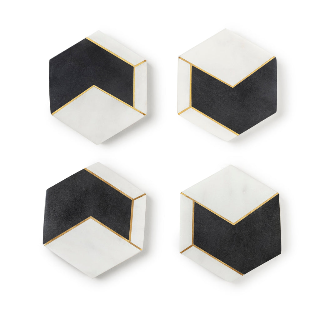 Dakota White Marble Coasters, Set of 4  HOUSE OF SHE