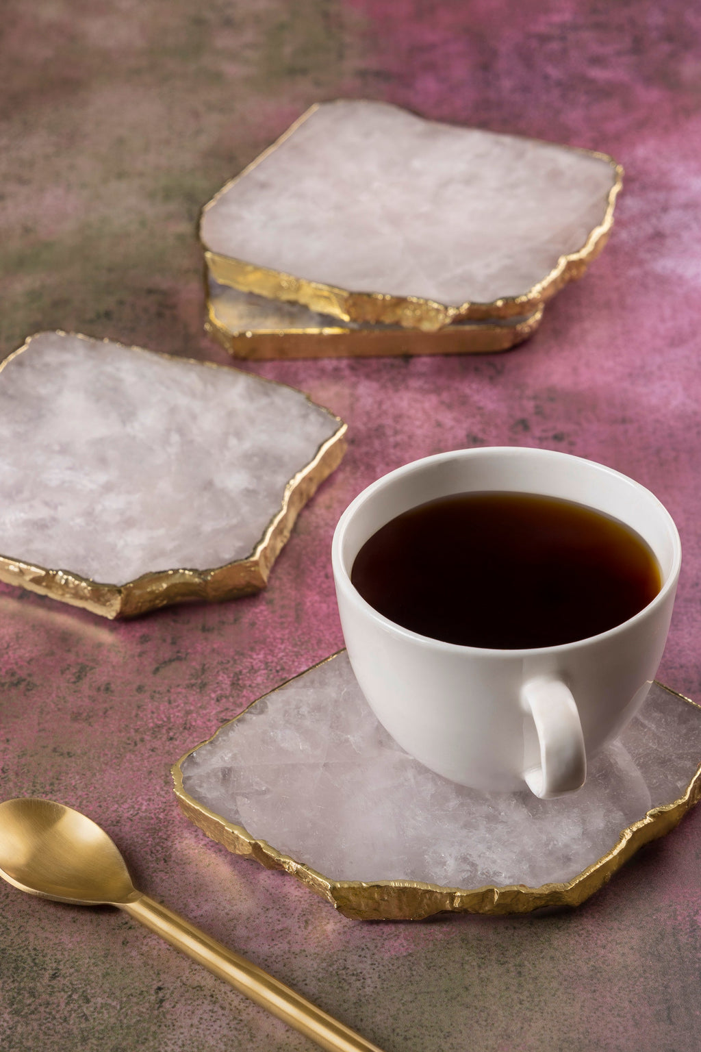 Dazzle Rose Quartz Coasters, Set of 4  HOUSE OF SHE