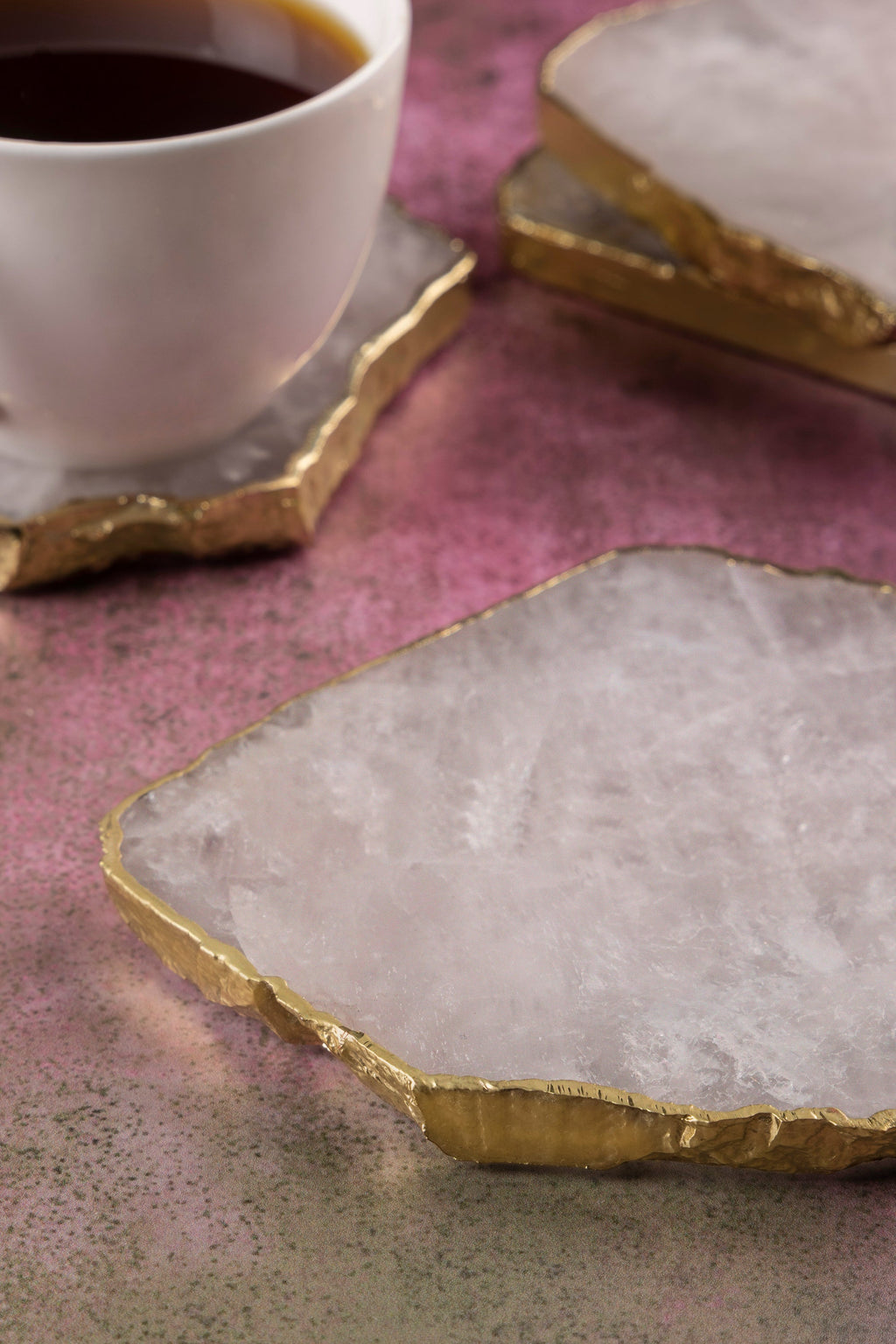 Dazzle Rose Quartz Coasters, Set of 4  HOUSE OF SHE