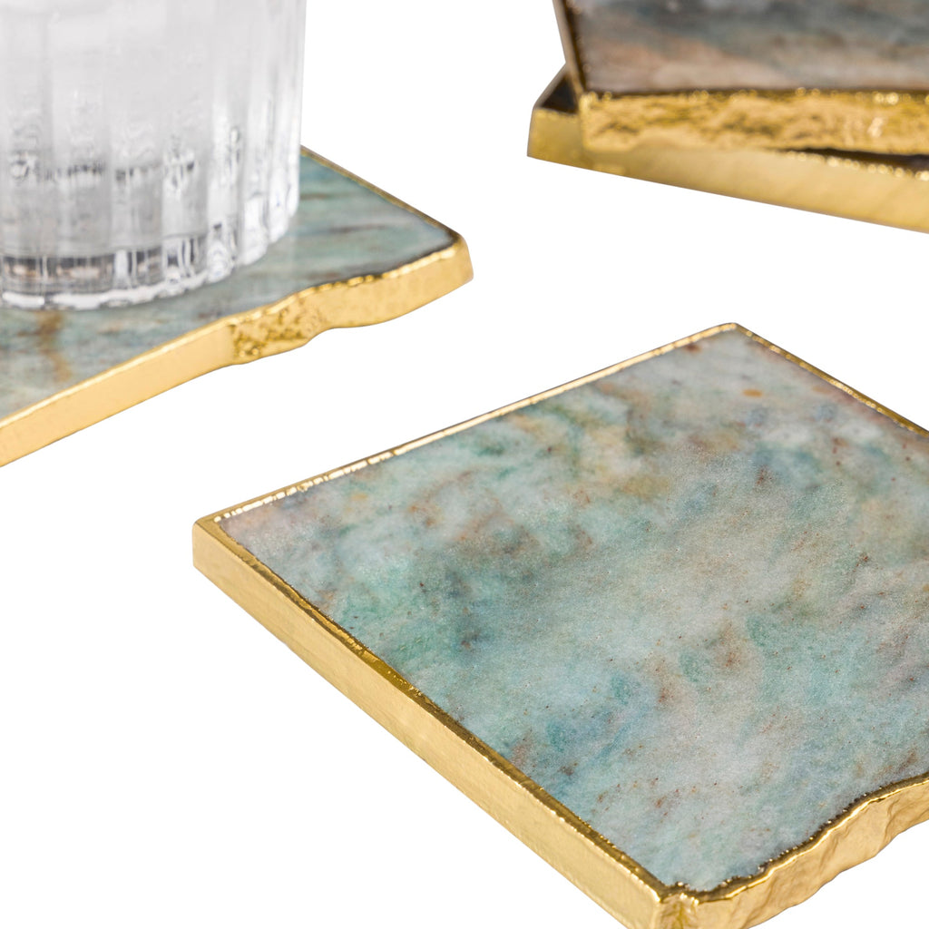 Dazzle Aventurine Coasters, Set of 4  HOUSE OF SHE