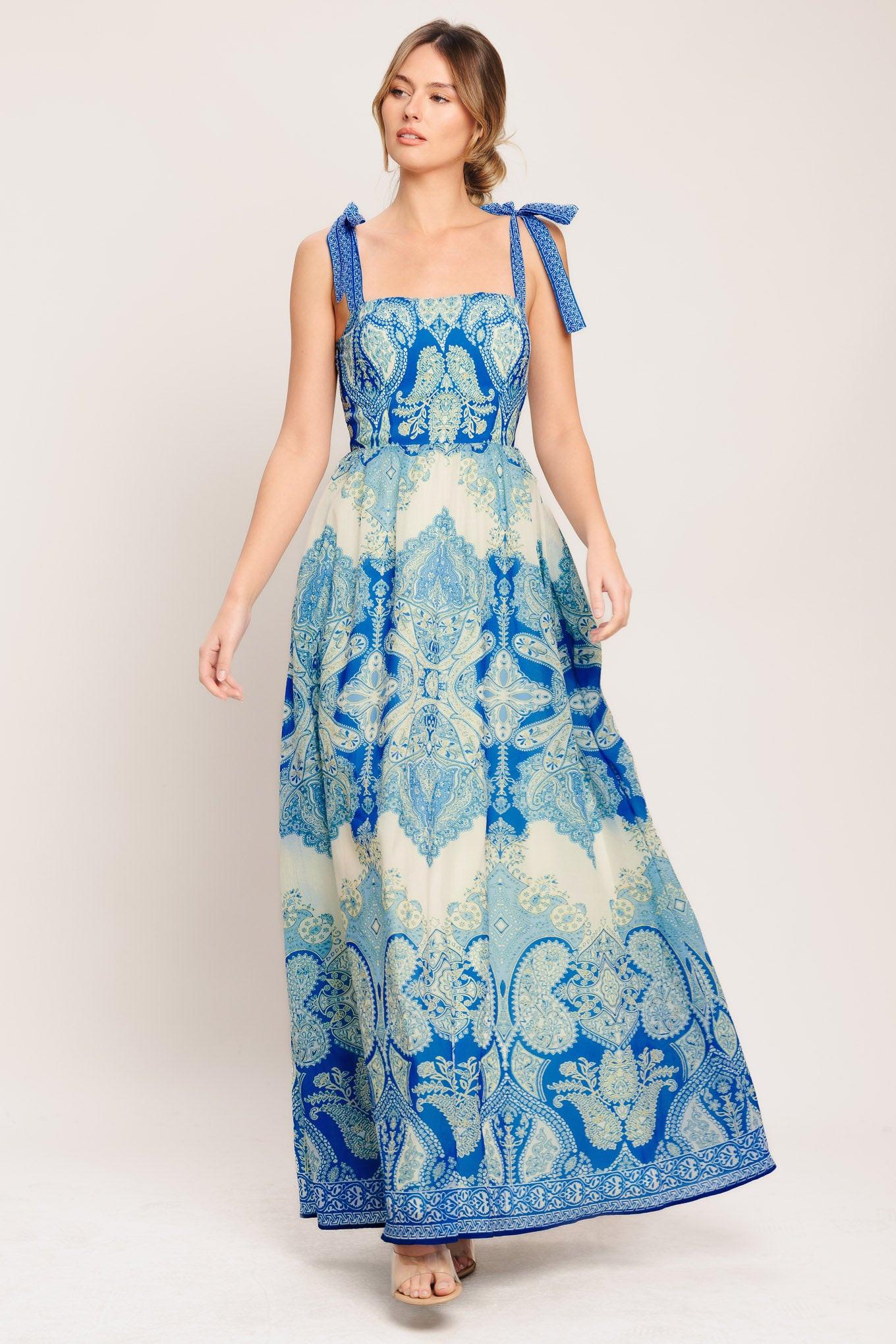 Ocean Tapestry Woven Maxi Dress