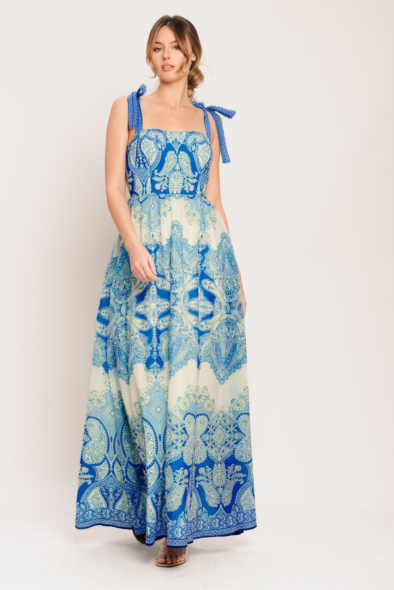 Ocean Tapestry Woven Maxi Dress