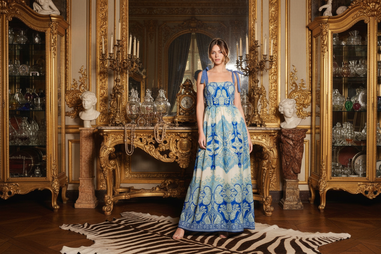 Ocean Tapestry Woven Maxi Dress