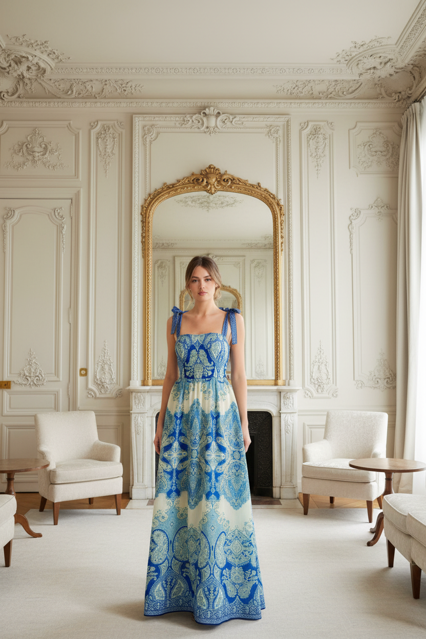 Ocean Tapestry Woven Maxi Dress