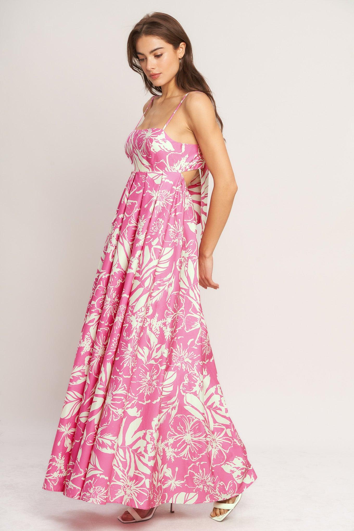 SUMMER HEAT FLORAL WOVEN MAXI DRESS