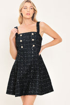 Navy Spark Sequin Tweed Mini Dress