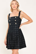 Navy Spark Sequin Tweed Mini Dress