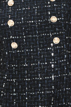 Navy Spark Sequin Tweed Mini Dress