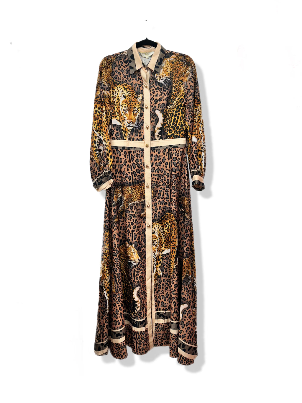 Cheetah Maxi Button Dress  HOUSE OF SHE
