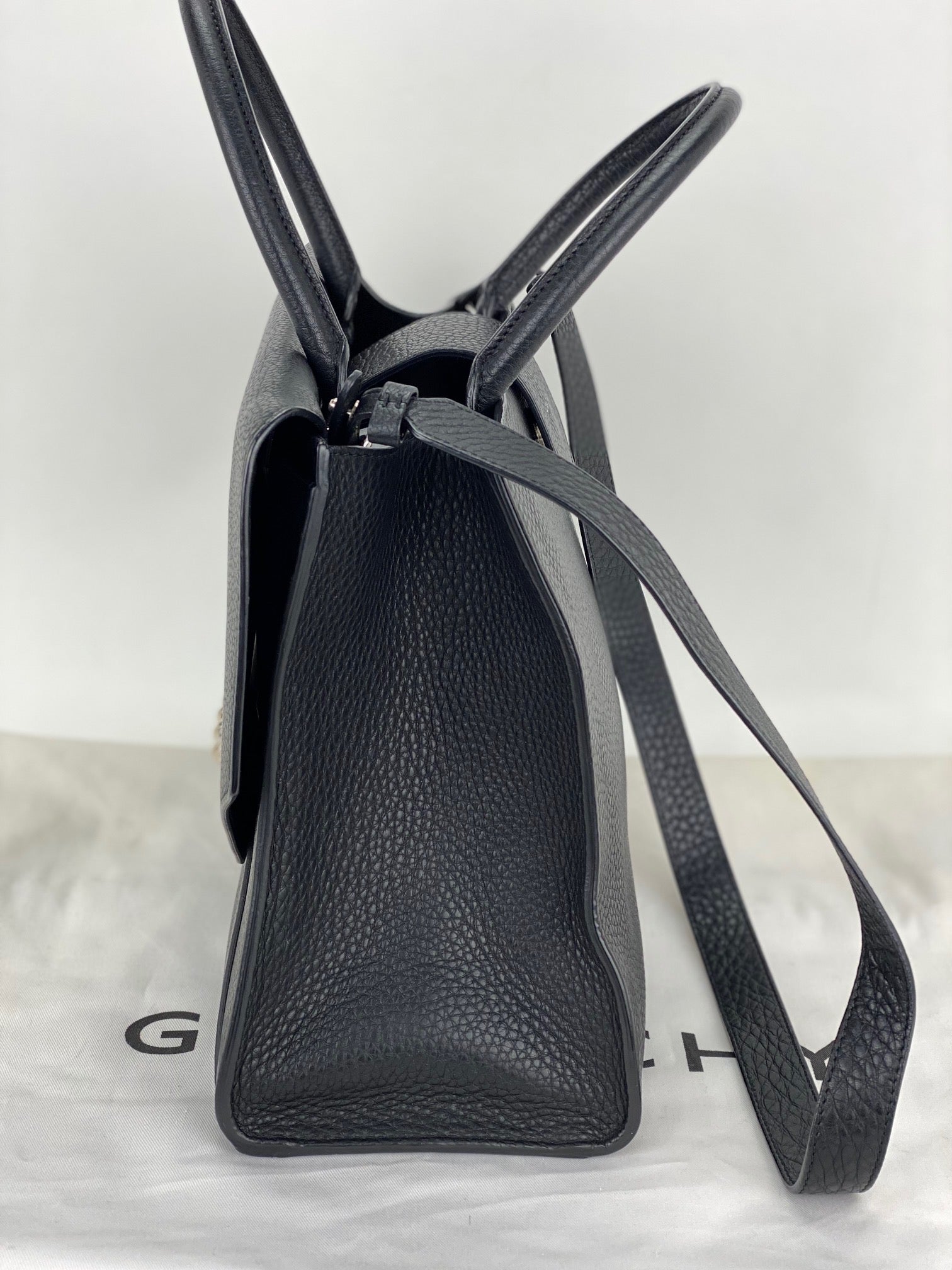 Givenchy Obsedia Medium Flap Black Pebbled Calfskin Satchel Hand Bag - HOUSE OF SHE