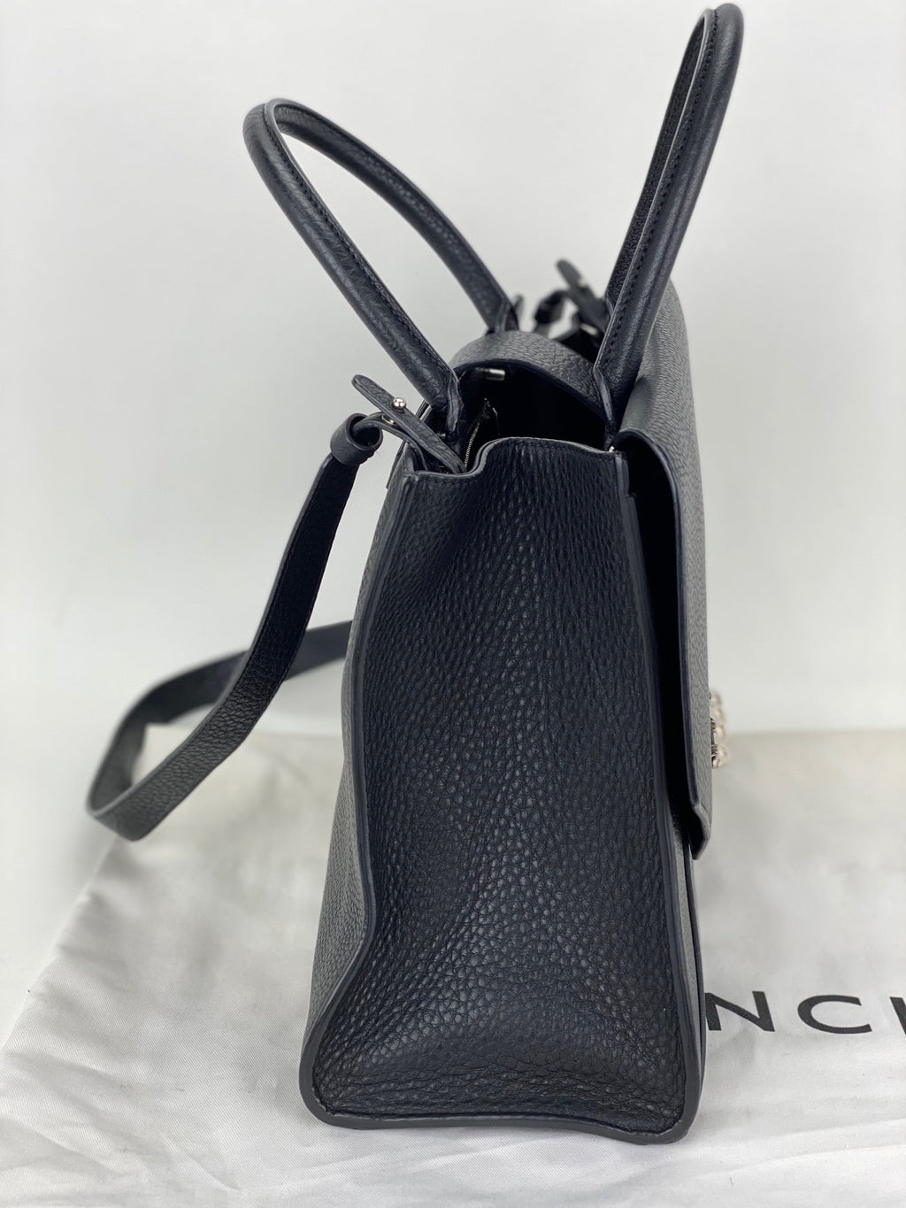 Givenchy Obsedia Medium Flap Black Pebbled Calfskin Satchel Hand Bag - HOUSE OF SHE