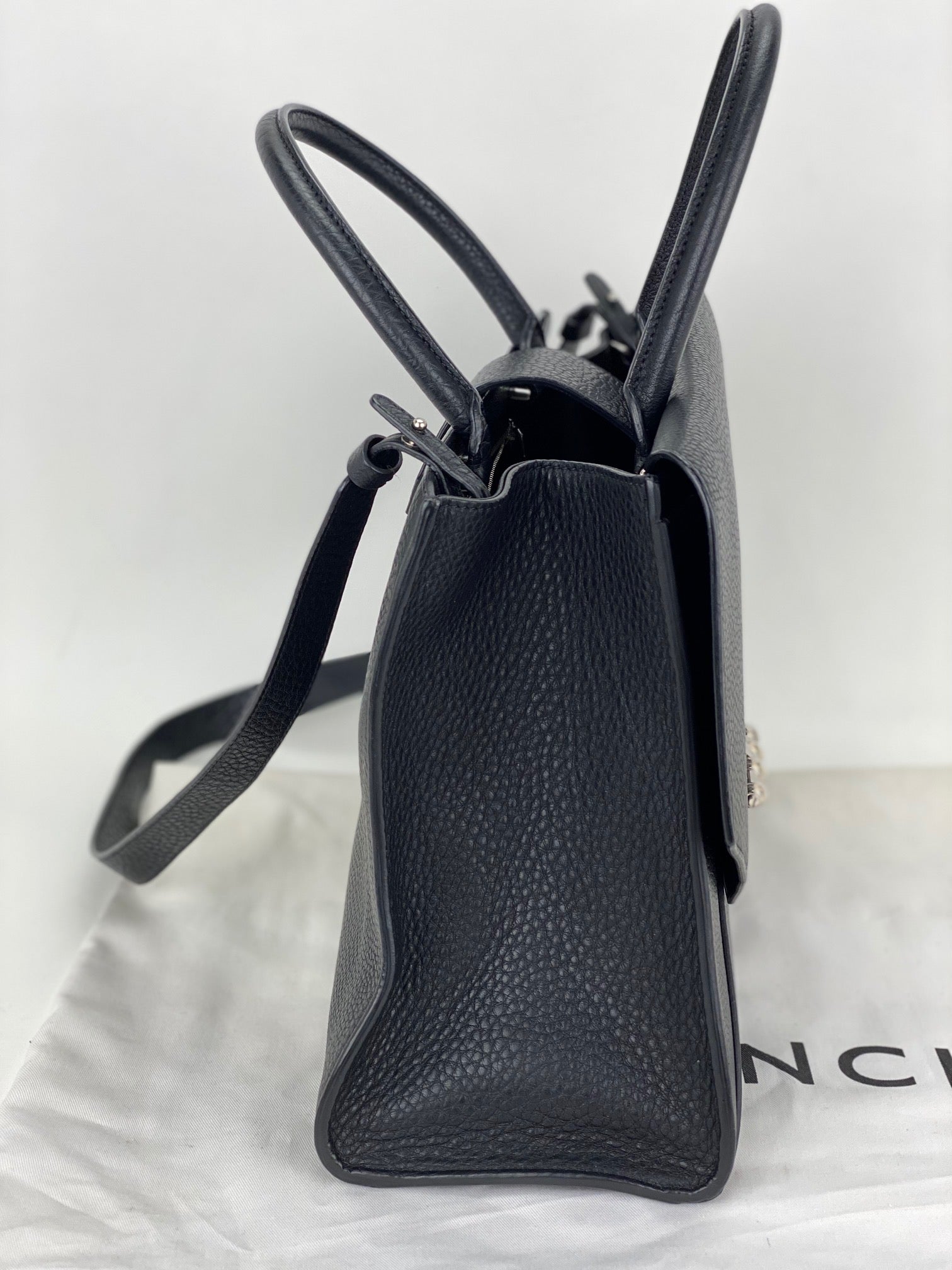 Givenchy Obsedia Medium Flap Black Pebbled Calfskin Satchel Hand Bag - HOUSE OF SHE