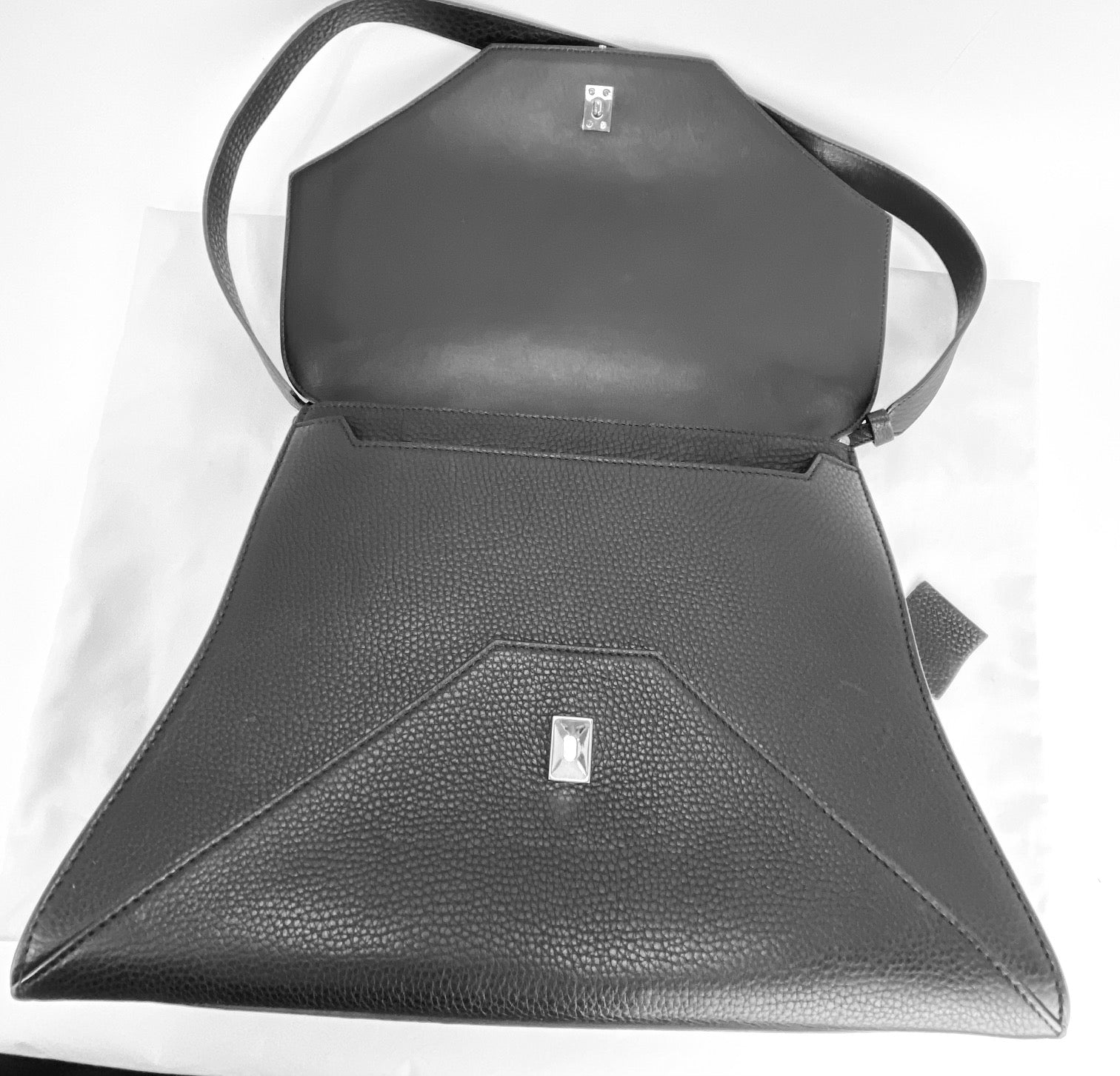 Givenchy Obsedia Medium Flap Black Pebbled Calfskin Satchel Hand Bag - HOUSE OF SHE