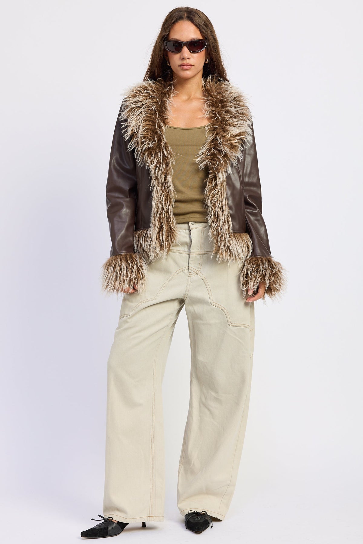 Soraya Faux Leather Fur-Trim Jacket