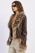 Soraya Faux Leather Fur-Trim Jacket
