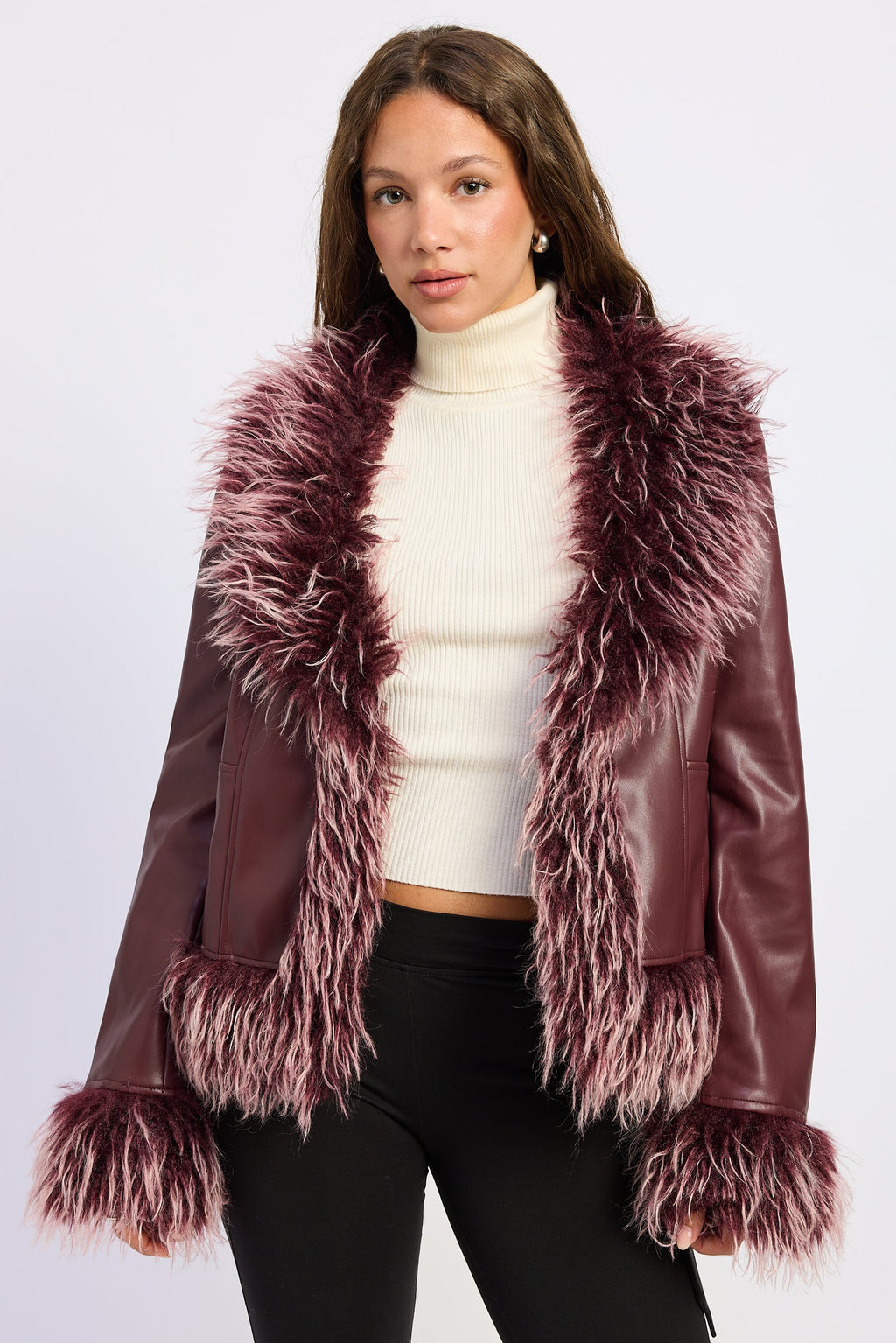 Soraya Faux Leather Fur-Trim Jacket