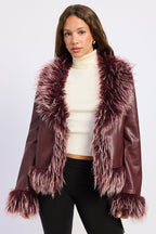 Soraya Faux Leather Fur-Trim Jacket