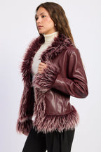 Soraya Faux Leather Fur-Trim Jacket