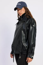 Gabriella Oversized Faux Leather Bomber Jacket