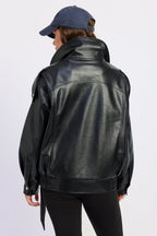 Gabriella Oversized Faux Leather Bomber Jacket