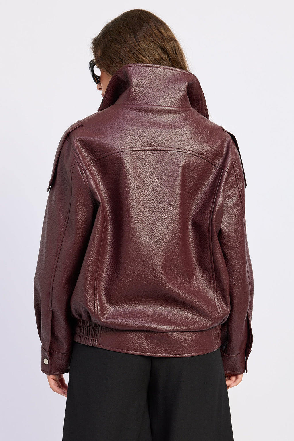 Gabriella Oversized Faux Leather Bomber Jacket