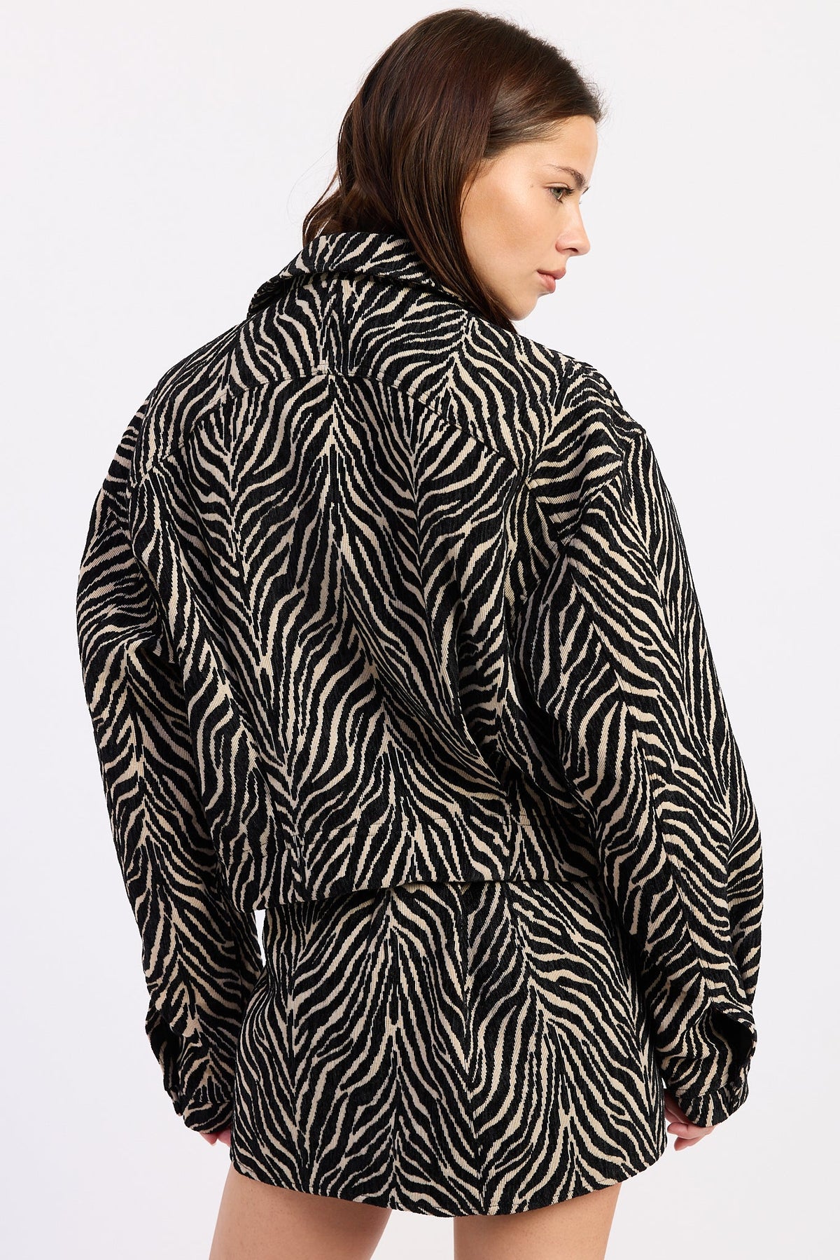 Demi Tan and Black Animal-Print Zip-Up Jacket