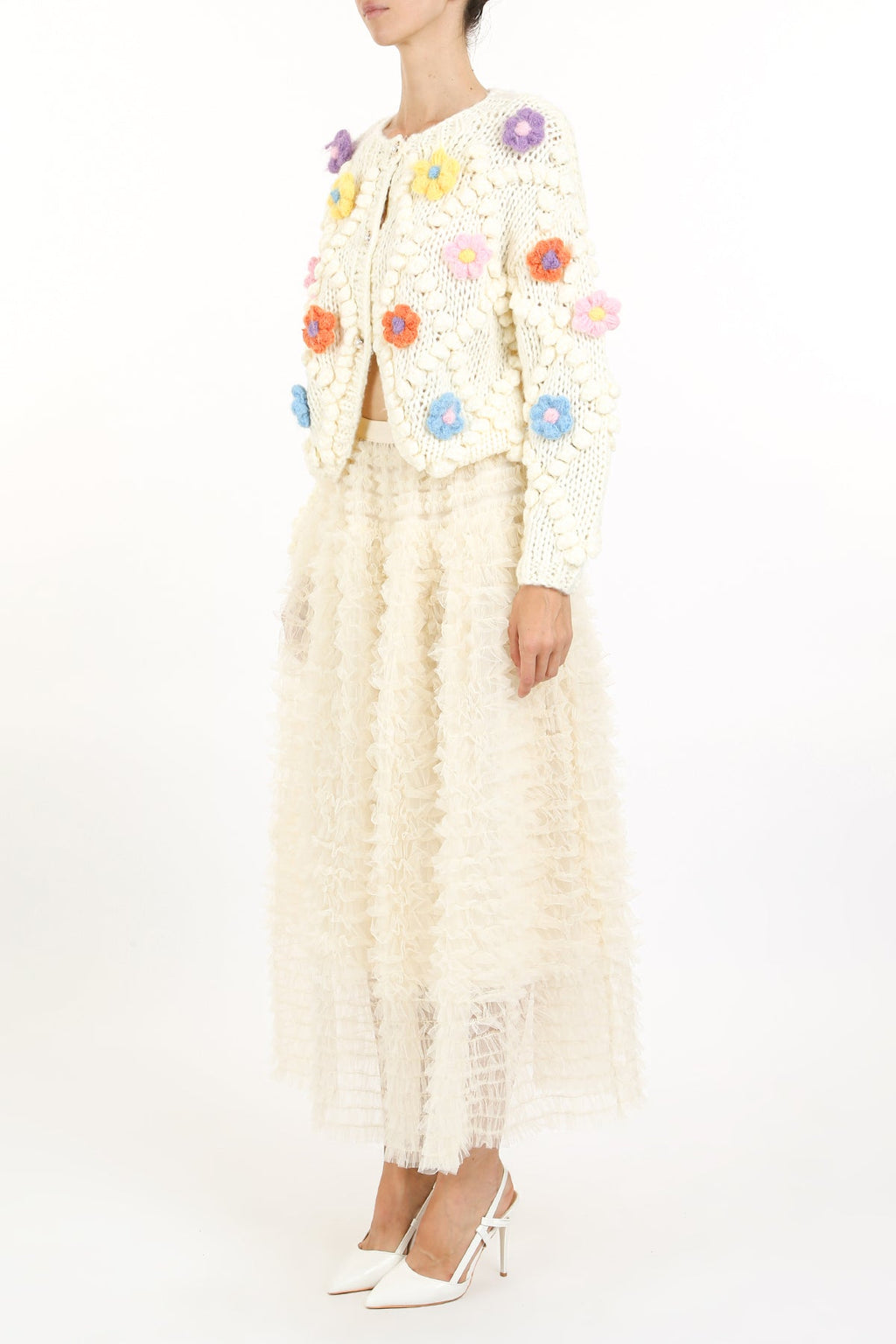 Mona Flower Crochet Detail Sweater Top - HOUSE OF SHE