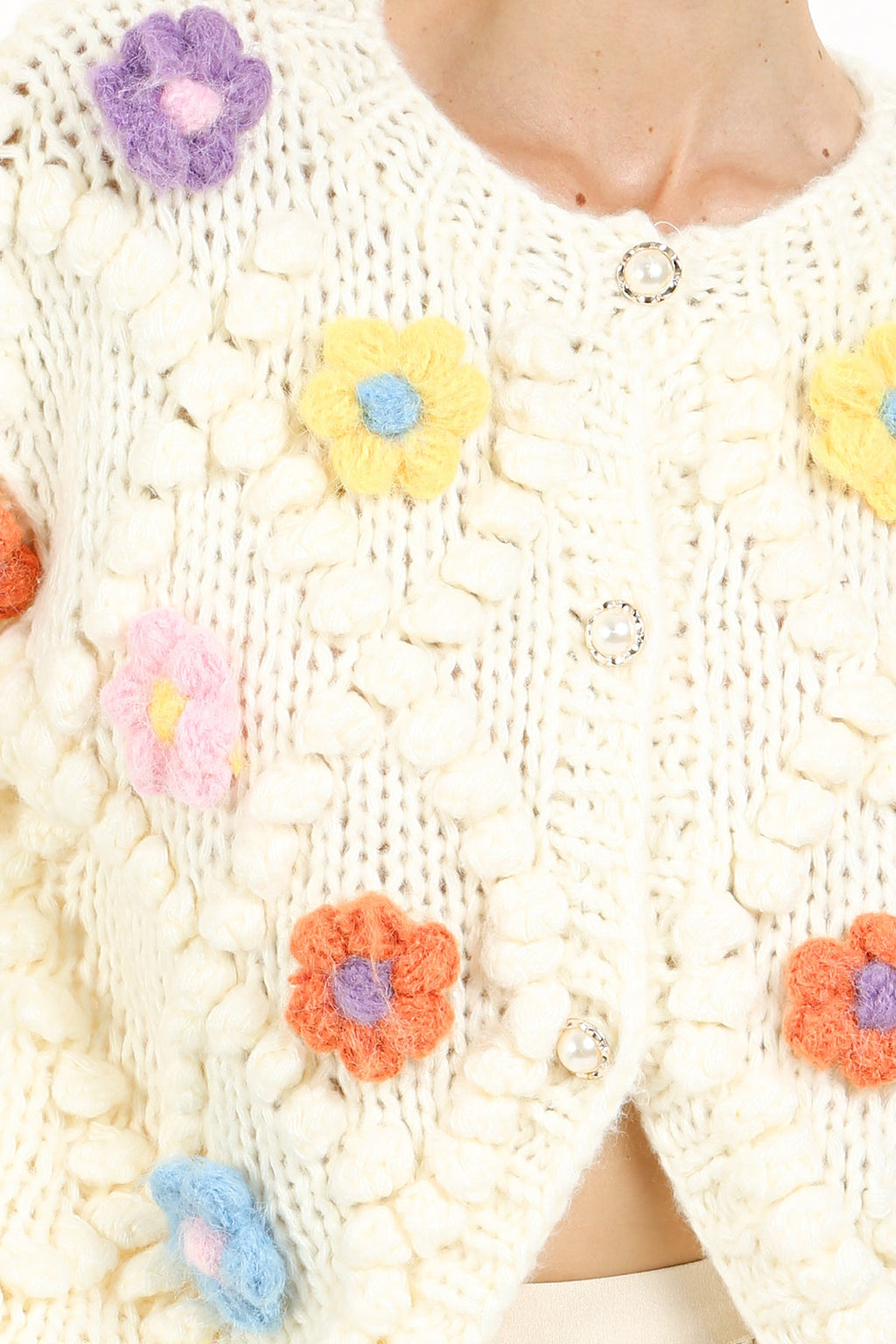 Mona Flower Crochet Detail Sweater Top - HOUSE OF SHE