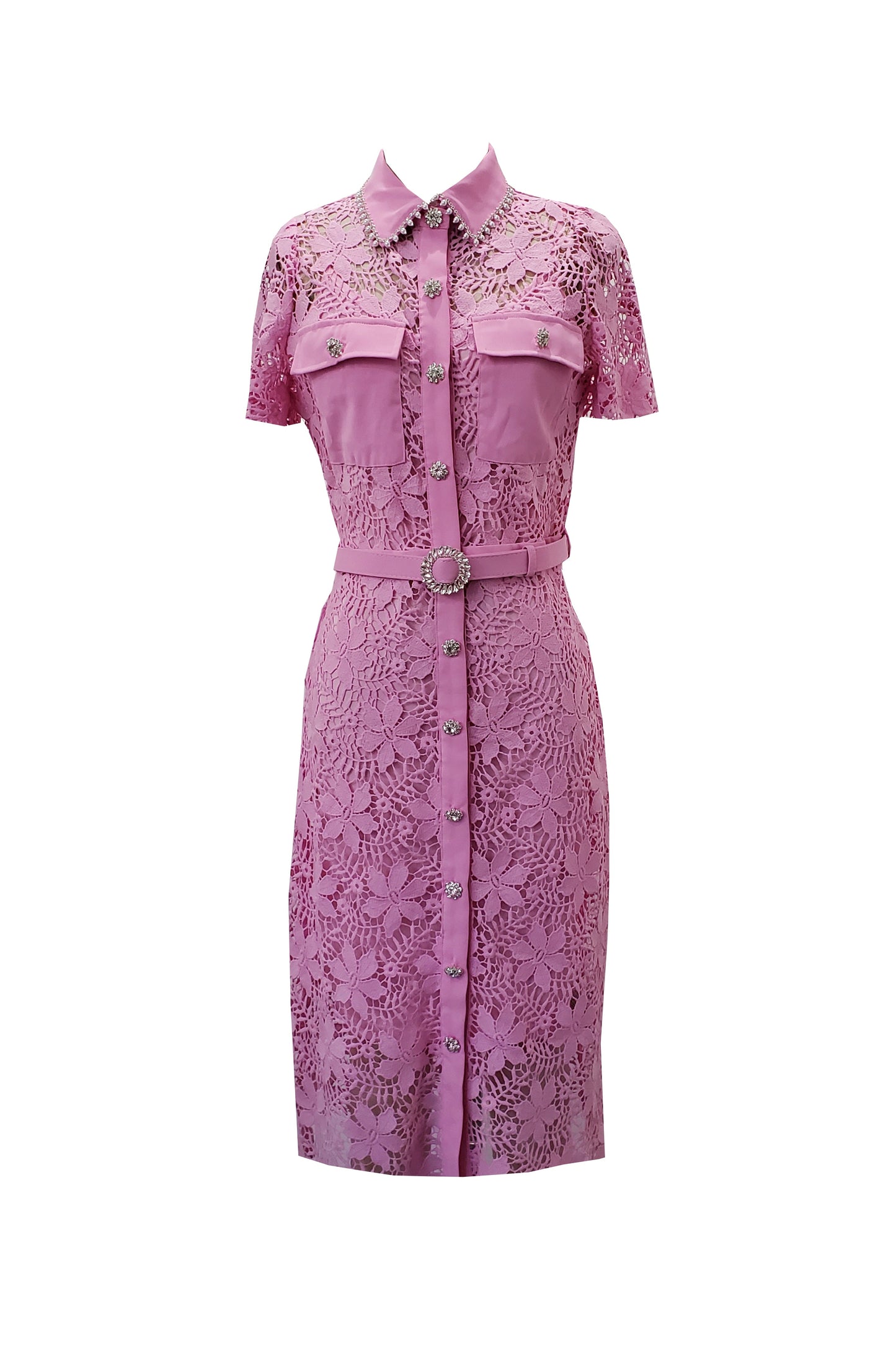 Sofie Pink Lace Midi Dress