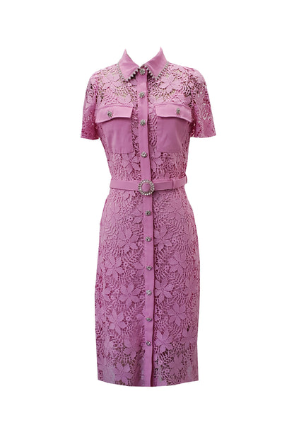 Sofie Pink Lace Midi Dress