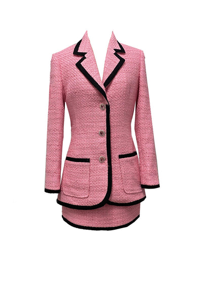 Coco Tweed Pink Blazer & Skirt Set  HOUSE OF SHE