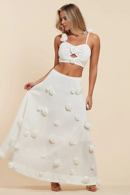 Susi Floral White Skirt Set