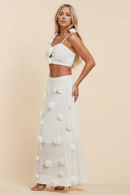 Susi Floral White Skirt Set