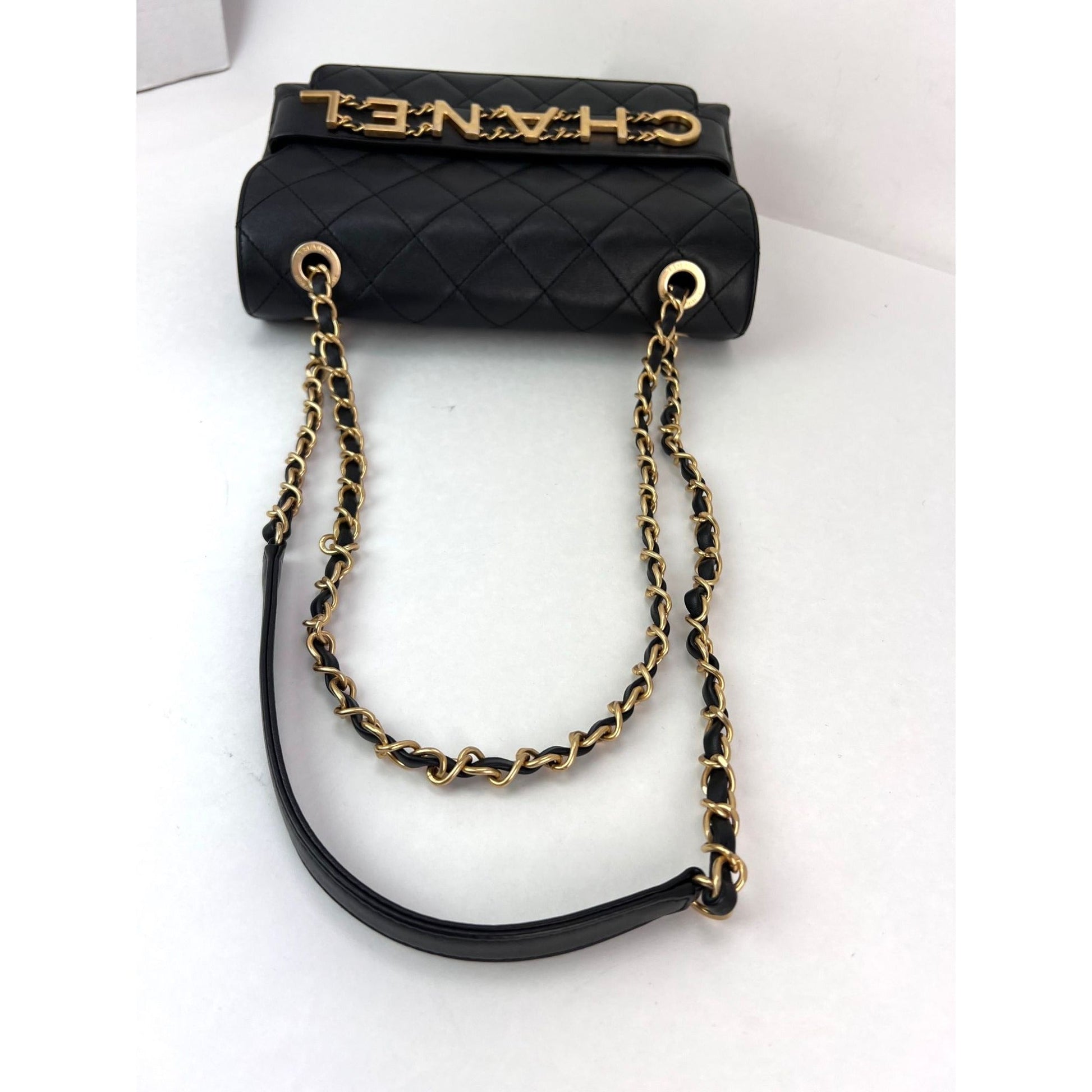 Chanel Calfskin Quilted Enchained Black Flap Shoulder Bag - HOUSE OF SHE