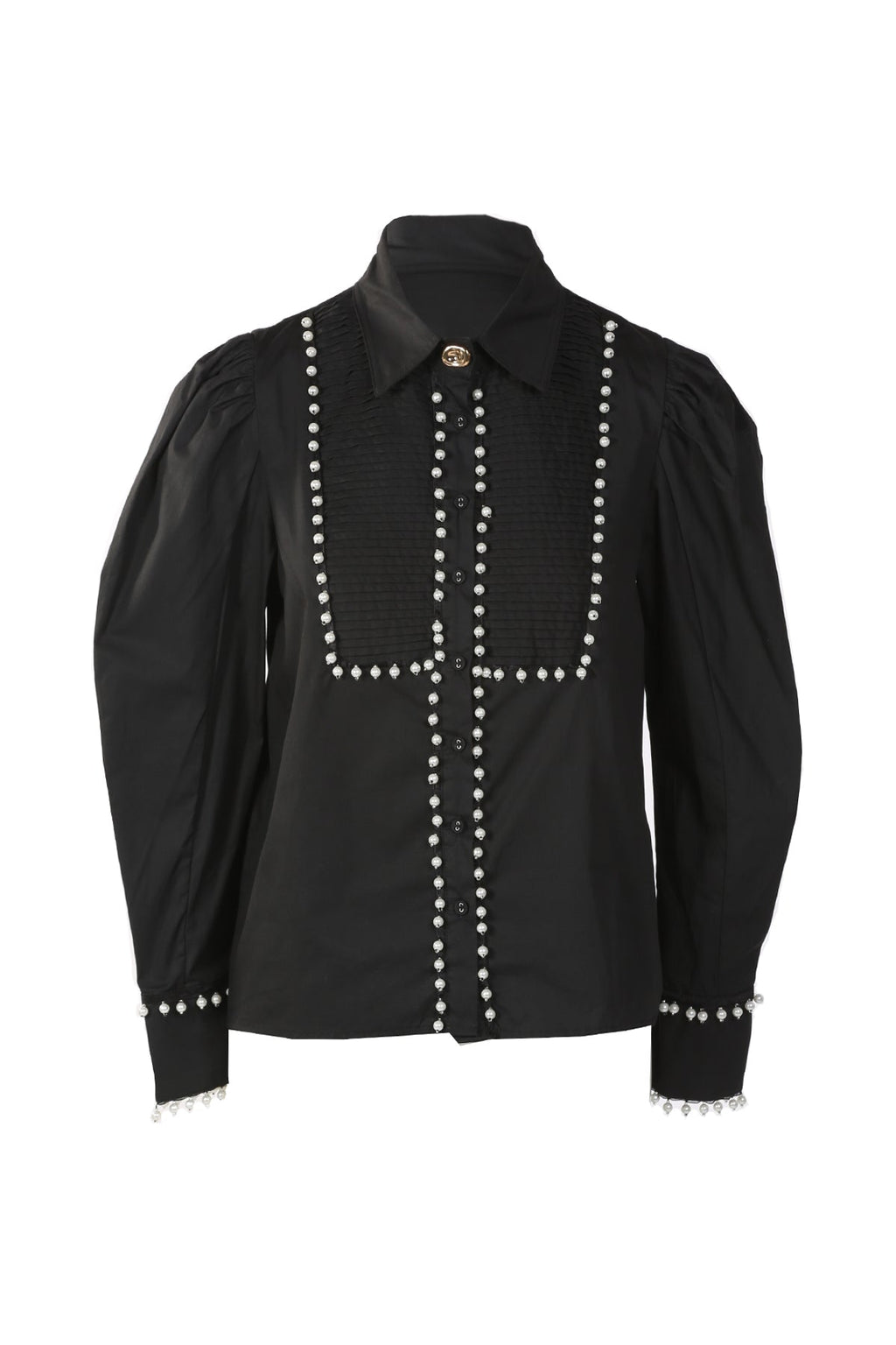 Callum Pearl Embellished Pleat Front Blouse  HOUSE OF SHE